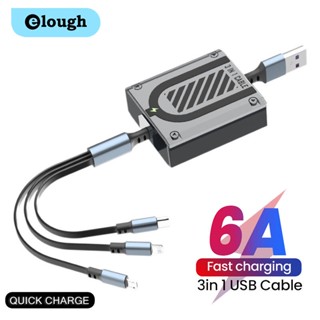 Elough 3 in 1 สายชาร์จ USB TypeC 6A 100W แบบพกพา พับเก็บได้ สําหรับโทรศัพท์มือถือ