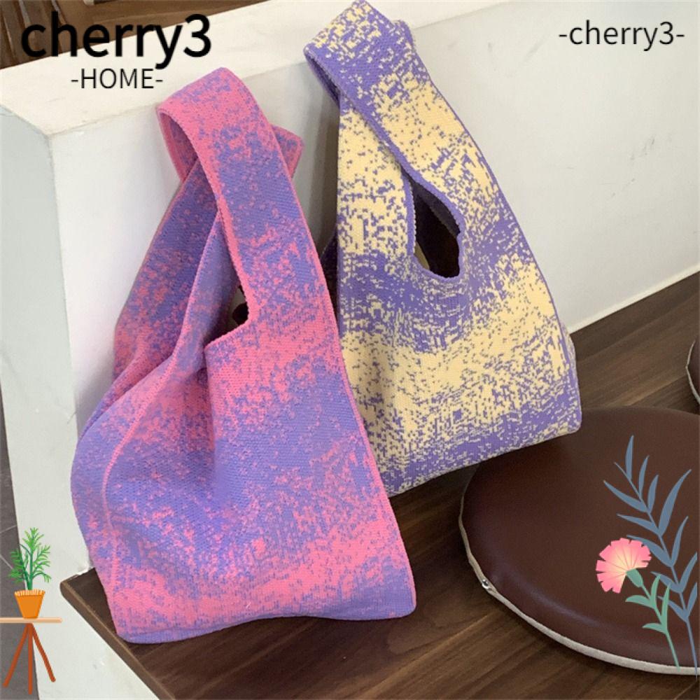 cherry3-กระเป๋าถือ-กระเป๋าช้อปปิ้ง-ผ้าถัก-แฮนด์เมด-ความจุสูง-ใช้ซ้ําได้-สําหรับผู้หญิง