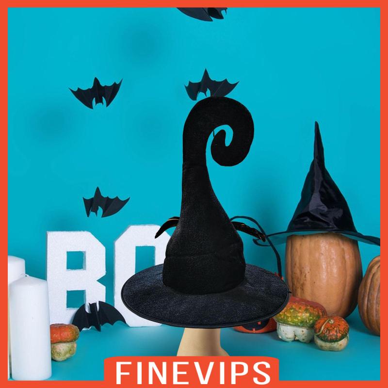 finevips-หมวกแม่มด-หมวกคอสเพลย์-สีดํา-เหมาะกับงานปาร์ตี้ฮาโลวีน-สําหรับผู้หญิง-และผู้ชาย