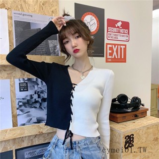 เสื้อแขนยาว คอวี ผ้าถัก สีคอนทราสต์ เข้ากับทุกการแต่งกาย สไตล์ตะวันตก แฟชั่นฤดูใบไม้ผลิ และฤดูใบไม้ร่วง สําหรับผู้หญิง
