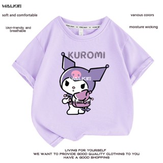 Walkie เสื้อยืดแขนสั้นลําลอง ผ้าฝ้าย พิมพ์ลายการ์ตูนอนิเมะ Cinnamoroll น่ารัก ทรงหลวม เหมาะกับของขวัญวันเกิด แฟชั่นฤดูร้
