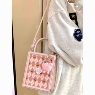 Niche Girl Pink Sweet Cherry Handbag 2023 Summer New Fashion Music Bag Western Style Shoulder Crossbody Bag