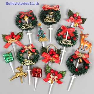 Buildvictories11 ป้ายท็อปเปอร์ ลาย Merry Christmas สําหรับตกแต่งเค้กวันเกิด ต้นคริสต์มาส