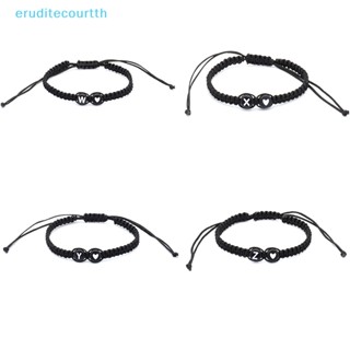 [eruditecourtth] สร้อยข้อมือเชือกถัก แฮนด์เมด ลายตัวอักษร 26 ตัว ปรับได้ สําหรับผู้หญิง ผู้ชาย [ใหม่]