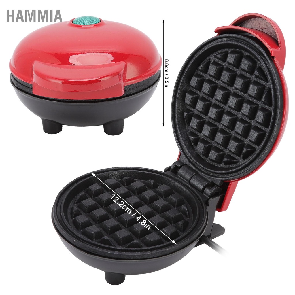hammia-เครื่องทำวาฟเฟิล-red-home-mini-แบบพกพา-us-plug-100-120v