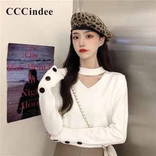 Cccindee ใหม่ เสื้อคาร์ดิแกนลําลอง แขนยาว เข้ารูป เซ็กซี่ สีพื้น เข้ากับทุกการแต่งกาย แฟชั่นสําหรับสตรี 2023