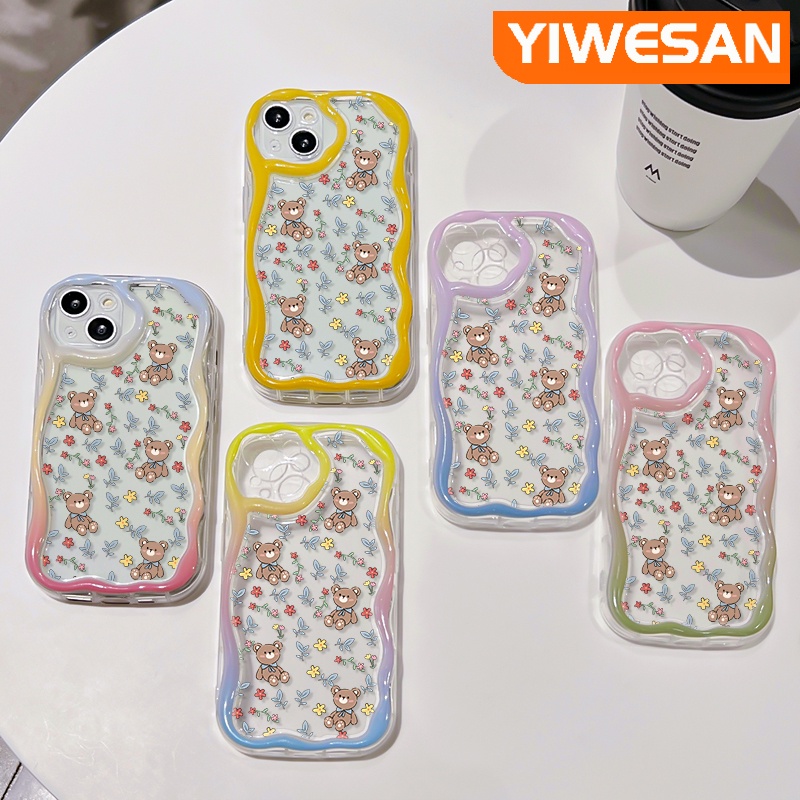 เคสโทรศัพท์มือถือแบบนิ่ม-ใส-กันกระแทก-ลายการ์ตูนหมี-ดอกไม้-สีครีม-สําหรับ-samsung-galaxy-a13-a13-5g-a04s-a14