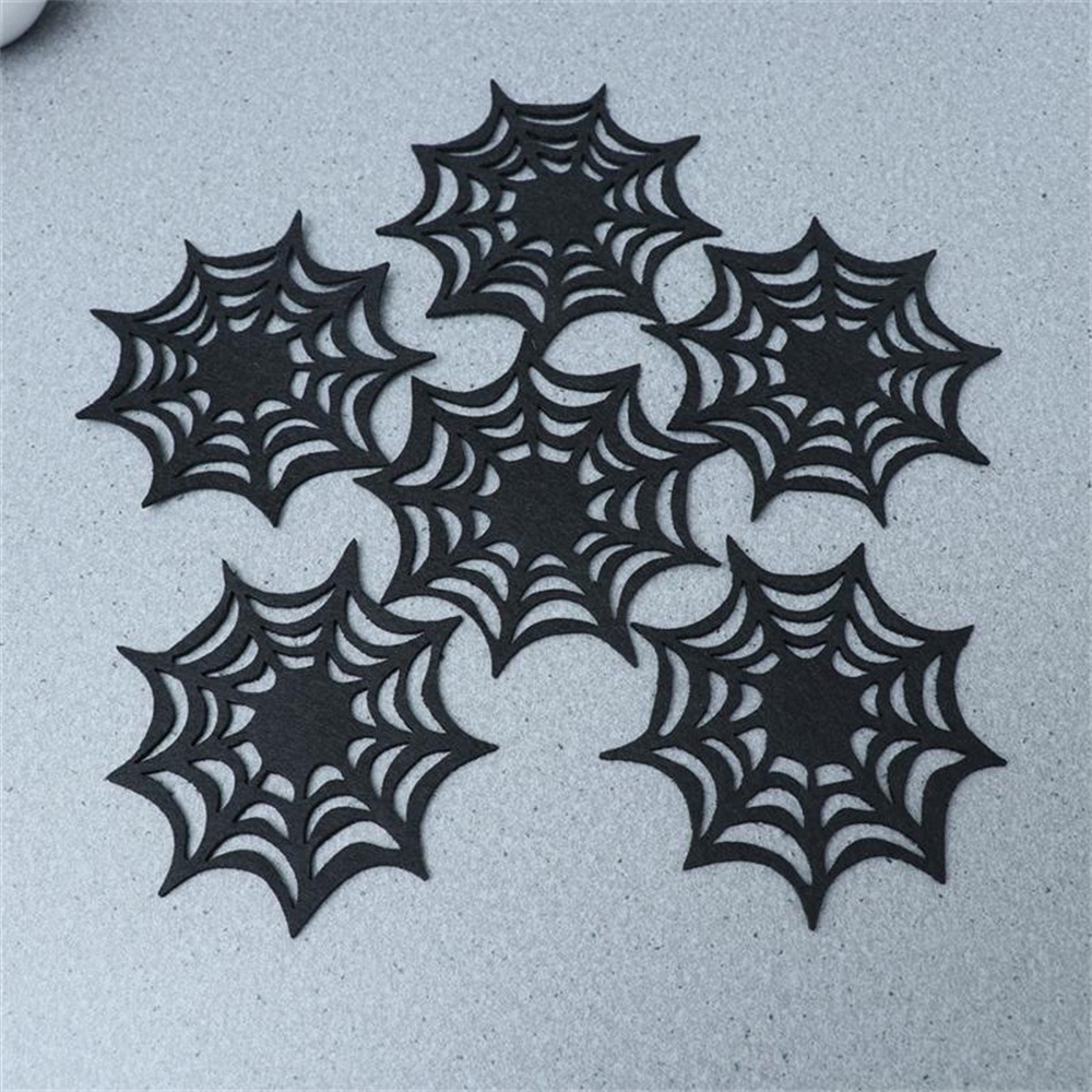 ใหม่ฮาโลวีน-spider-web-coaster-felt-ผ้าฉนวนกันความร้อนตกแต่ง-props-บ้าน-hollow-coaster-aubesstechstore