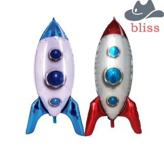 Bliss ลูกโป่ง ลายจรวดนักบินอวกาศ 3D สีฟ้า สีแดง สําหรับปาร์ตี้วันเกิด
