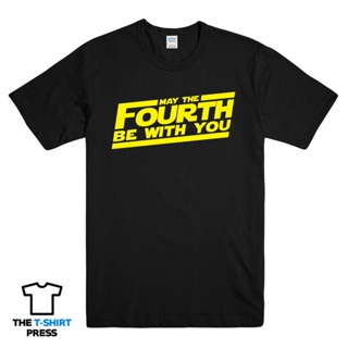 [S-5XL]ขายดี เสื้อยืดผ้าฝ้าย พิมพ์ลาย May The Fourth Be With You Funny s 4Th Force Geek สําหรับผู้ชาย PDkbam33PFggpo34