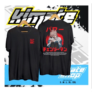 YFเสื้อเบลาส์ เสื้อยืด พิมพ์ลายอนิเมะ Power CHAINSAW MAN สไตล์ญี่ปุ่นเสื้อยืด