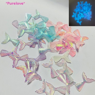 Purelove&gt; จี้เรซิ่นเรืองแสง รูปหางนางเงือก หลากสี สําหรับแขวนตกแต่งเครื่องประดับ 5 ชิ้น