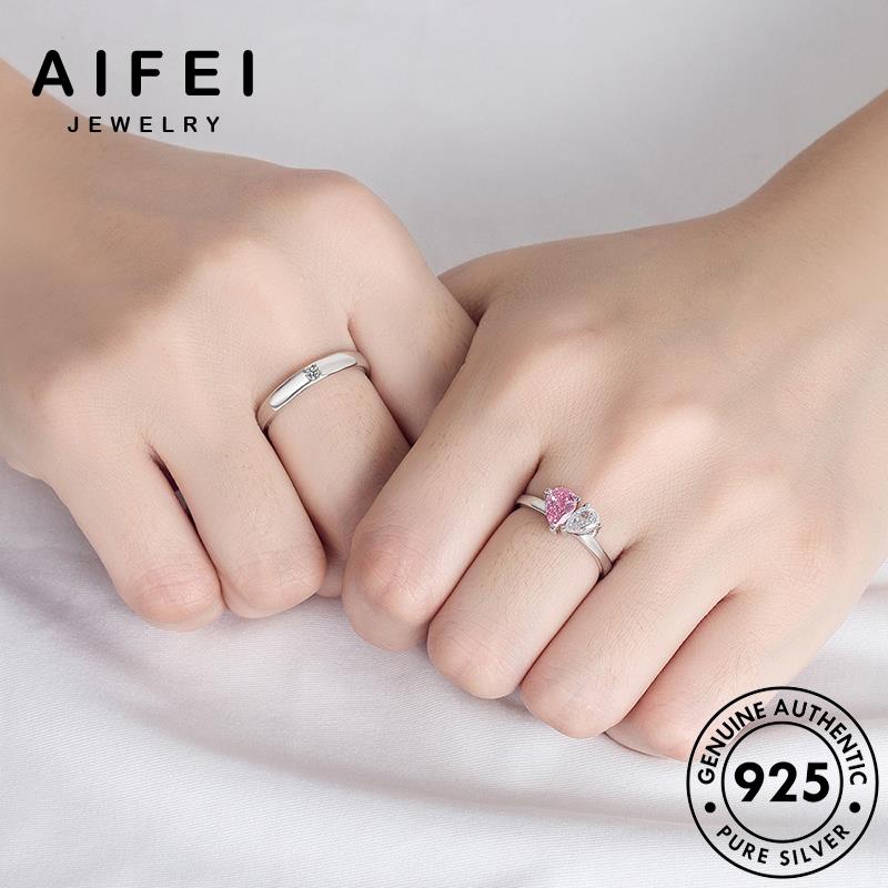 aifei-jewelry-คู่รัก-แท้-silver-แฟชั่น-เครื่องประดับ-เงิน-เครื่องประดับ-เกาหลี-คริสตัลเพชรสีชมพู-925-แหวน-บุคลิกภาพรูปหัวใจ-ต้นฉบับ-r311