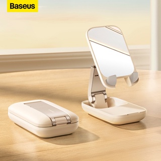 Baseus ขาตั้งโทรศัพท์มือถือ แบบตั้งโต๊ะ พับได้ ปรับความสูงได้ พลิกเปิดได้ มีกระจกในตัว