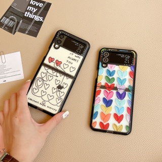 เคสโทรศัพท์อะคริลิคใส แบบแข็ง กันกระแทก ลายภาพวาดสีน้ํามัน รูปหัวใจ สําหรับ Samsung Galaxy Z Flip 4 5G Z Flip 3 Flip5