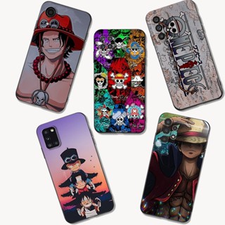 เคสโทรศัพท์มือถือ ซิลิโคนนิ่ม tpu ลายการ์ตูนวันพีช สีดํา สําหรับ Samsung Galaxy A03 Core A03S A01