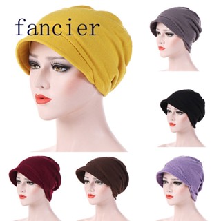 Fancier หมวกบีนนี่ ผ้าพันคอ ผ้าโพกหัว โบเกลียว สไตล์เชโม สําหรับผู้หญิง