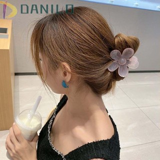 DANILO Girls Ladies Women Hair Claws Elegant Korean Style Flower Hair Clips Flower Shaped Cute Lovely Transparent Fashion Yellow Purple Acrylic Hair Ornaments/Multicolor