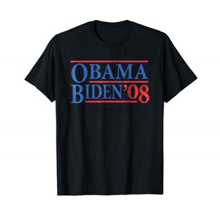 TOP CTเสื้อยืดผ้าฝ้ายพิมพ์ลายแฟชั่น เสื้อยืด พิมพ์ลาย Barack Obama Joe Biden 2008 สไตล์คลาสสิก สําหรับผู้ชาย