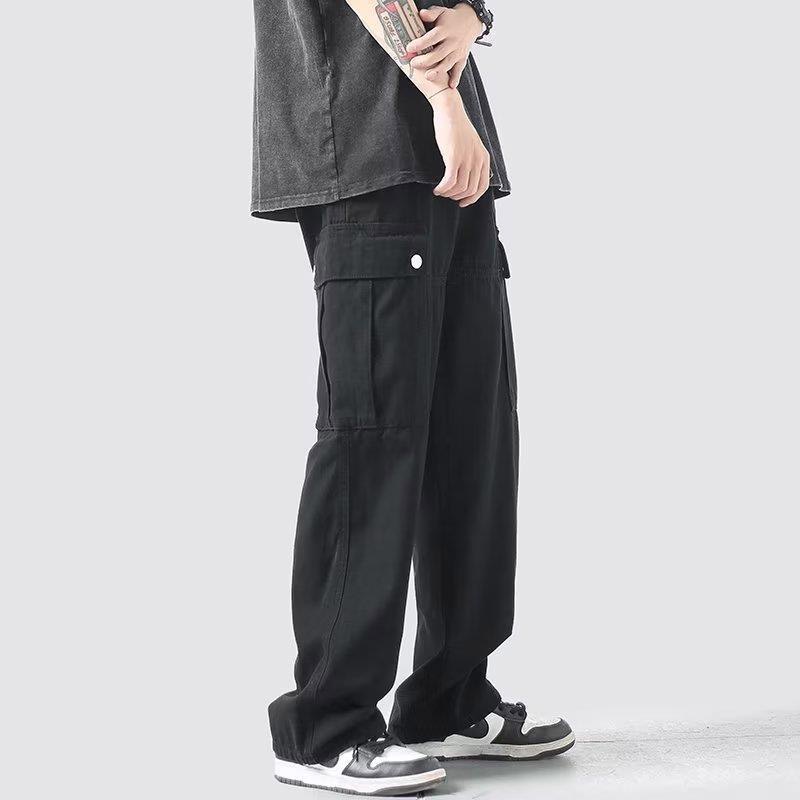 asrv-กางเกงคาร์โก้ผู้ชาย-กางเกงคาร์โก้ผู้ชายแบรนด์น้ำหลวมในกระเป๋าใหญ่ลำลองญี่ปุ่นเกาหลีรุ่นอินเทรนด์ตรงถูพื้น