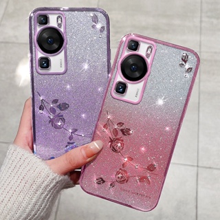 ขายดี เคสโทรศัพท์มือถือ ซิลิโคน ไล่โทนสี ลายดอกกุหลาบ สําหรับ Huawei P60 P60 Pro P60 Pro