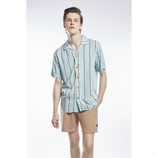 ESP เสื้อฮาวายลายทาง ผู้ชาย สีเขียว | Stripe Hawaiian Shirt | 3681