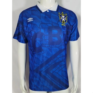 เสื้อกีฬาแขนสั้น ลายทีมชาติฟุตบอล Brazil 91-93 ชุดเยือน สไตล์เรโทร พร้อมตัวเลข และชื่อ