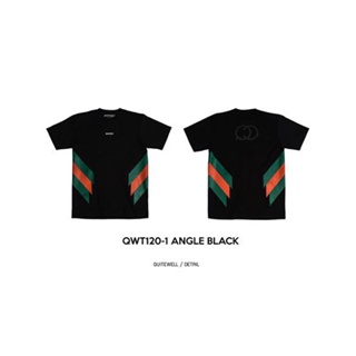 พร้อมส่ง ผ้าฝ้ายบริสุทธิ์ QWT120-1 ANGLE BLACK T-shirt