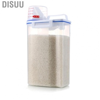 Disuu Grain Storage Box  Airtight Design Rice Container Measuring Cup Lid 2KG for Cereal Kitchen Flour Nuts