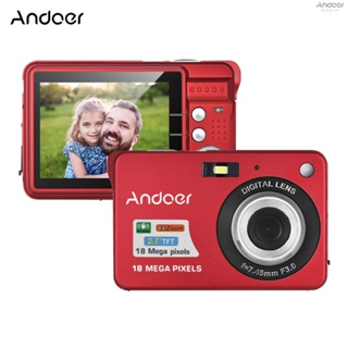 Andoer กล้องบันทึกวิดีโอดิจิทัล 18M 720P HD พร้อมแบตเตอรี่ชาร์จได้ 2 ชิ้น ซูมได้ 8X กันสั่น 2.7 นิ้ว หน้าจอ LCD ของขวัญคริสต์มาส สําหรับเด็ก