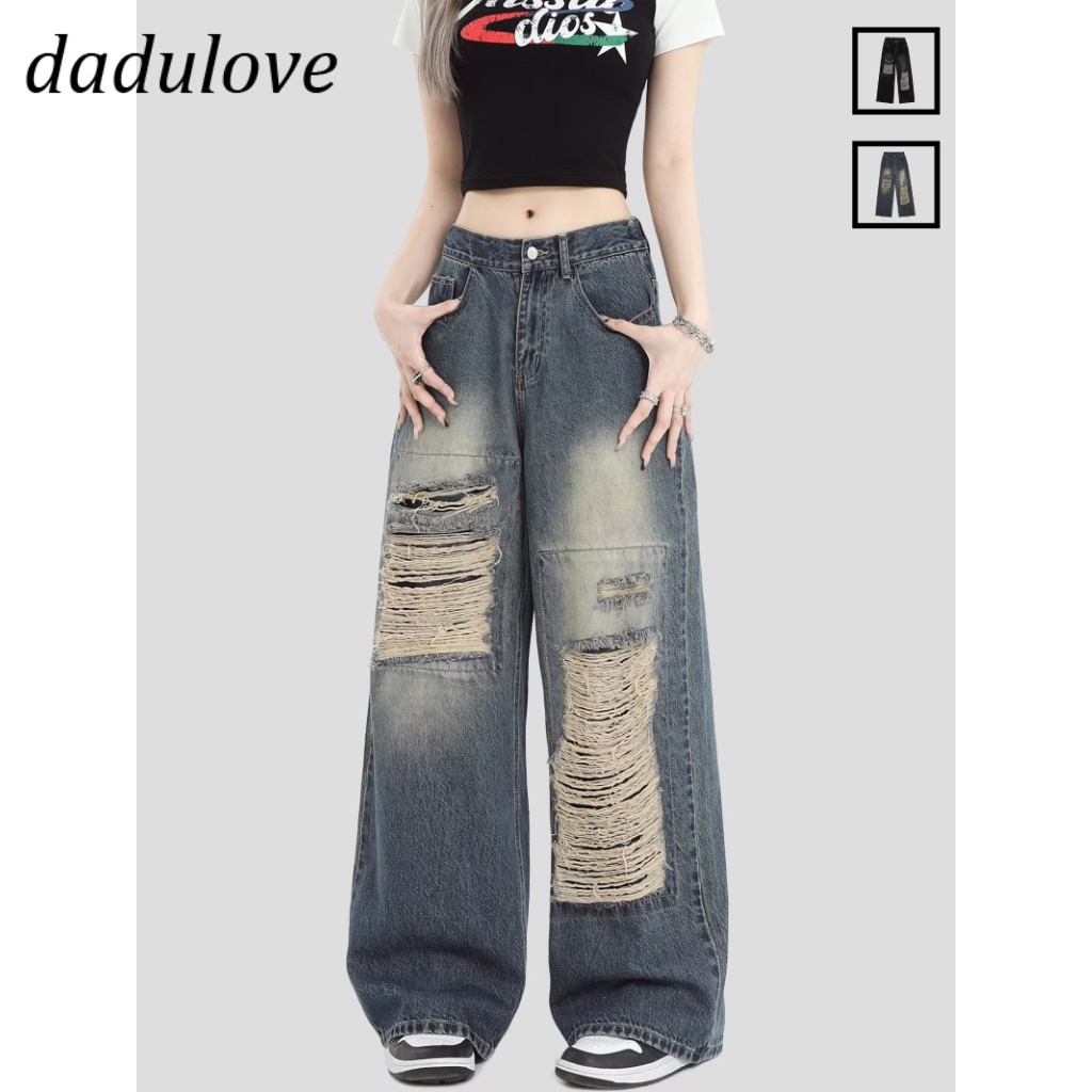 dadulove-new-american-ins-high-street-hip-hop-ripped-jeans-niche-high-waist-loose-wide-leg-pants-trousers