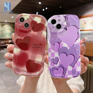 เคสนิ่ม ขอบโค้ง ลายหัวใจ 3D สําหรับ IPhone XR 11 12 13 14 PRO MAX 6 7 6S 8 14 Plus X XS MAX 11 12 13 Se 2020 6SPlus 7Plus 6Plus 8Plus 14Plus XSMAX