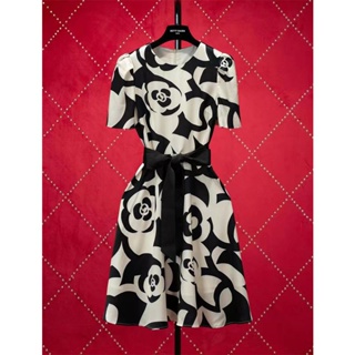 French Black Printed Dress 2023 New High-end Refined High-end Temperament Royal Sister Small Fragrant Style Slimming