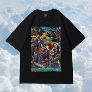 เสื้อยืดสีขาวเสื้อยืด พิมพ์ลายโปสเตอร์ SPIDERMAN THE EPIC FINALE - THE Latest MARVEL DCS-4XL