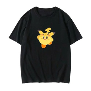 [ขายด่วน] เสื้อยืดผู้ชายและผู้หญิงฤดูร้อนแขนสั้น Kirbys Dream และ Pokémon Pikachu เสื้อผ้าผู้หญิง