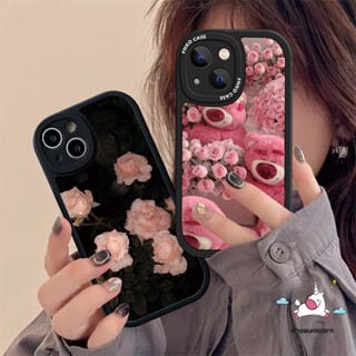 เคสโทรศัพท์มือถือแบบนิ่ม ลายหมีสตรอเบอร์รี่ ดอกกุหลาบ สไตล์เรโทร สําหรับ Samsung A14 A54 A12 A34 A50 A52 A04 A13 A32 A04s A50s A30s A53 A23 A22 A71 A72 A21s A73 A51 A10s A03s A20s A20 A31 A11 A02s A33 A03