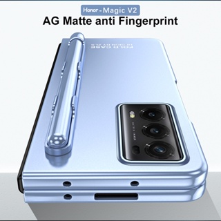 2 in 1 เคสโทรศัพท์มือถือ PC แข็ง ชุบ พร้อมช่องใส่ปากกาสไตลัส สําหรับ Huawei Honor Magic V2 Huawei Honor Magic V2