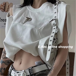 E.ifini เสื้อครอป เสื้อสายเดี่ยว ย้อนยุค y2k 2023 NEW Style 072422