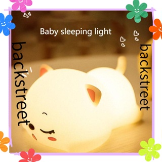 Backstreet โคมไฟ LED ซิลิโคน รูปแมวน่ารัก เซนเซอร์แบบสัมผัส