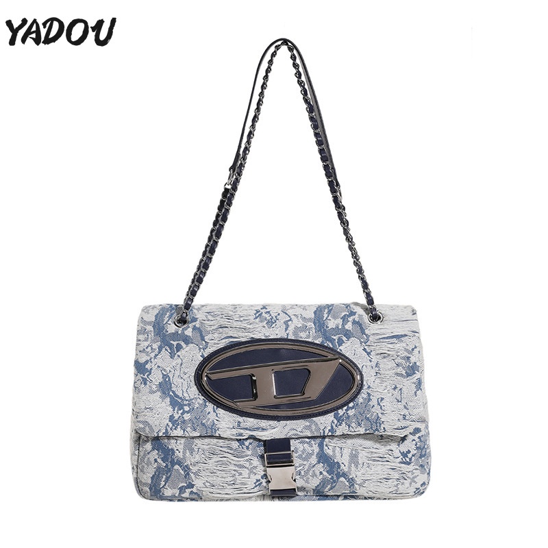 yadou-กระเป๋าสะพายข้างสำหรับผู้หญิงผลิตจากโลหะคุณภาพดีมีความแข็งแรงทนทานสูงช่องใส่ของเปิด-ปิดด้วยซิปสายสะพายด้านเดียว
