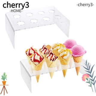Cherry3 กรวยไอศกรีมอะคริลิคใส ทรงสี่เหลี่ยมผืนผ้า 8 หลุม ทนทาน สําหรับตกแต่งงานแต่งงาน ปาร์ตี้