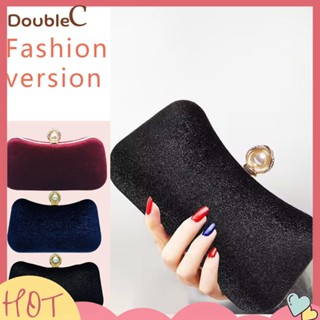 【Double C 】✿   กระเป๋าถือ ผ้ากํามะหยี่ จุของได้เยอะ แฟชั่นเรโทร สําหรับงานเลี้ยงตอนเย็น