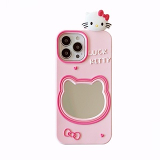 SANRIO เคสโทรศัพท์มือถือ ลายการ์ตูน Hello Kitty น่ารัก พร้อมกระจก สําหรับ Huawei P40 P50 P60 Pro Mate 30 40 50 Nova 9 10 honor 50 60 70 80 90