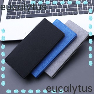 Eucalytus1 กระเป๋าสตางค์ ผ้าแคนวาส ใส่นามบัตรได้ สีดํา ฟ้า เทา สําหรับผู้ชาย