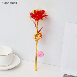 Flashquick ดอกกุหลาบปลอม ฟอยล์พลาสติก 24K ของขวัญวันวาเลน วันแต่งงาน สําหรับแฟนสาว