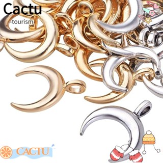 Cactu จี้สร้อยคอ รูปดวงจันทร์ โลหะผสมสังกะสี สีทอง สีเงิน เครื่องประดับ จี้ห้อย