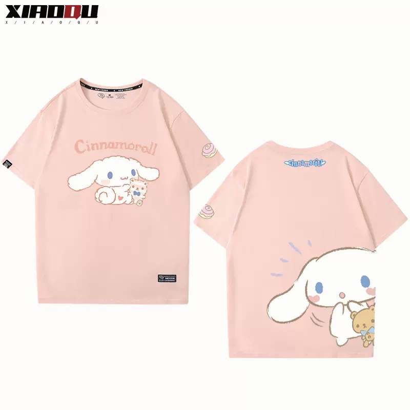 walkie-sanrio-cinnamoroll-เสื้อยืดลําลอง-แขนสั้น-พิมพ์ลายการ์ตูน-ทรงหลวม-โอเวอร์ไซซ์-สีขาว-สําหรับผู้หญิง