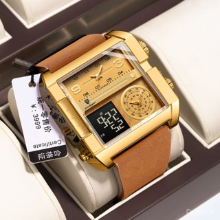 Poedagar Swiss Brand [พร้อมส่ง] 997 นาฬิกาข้อมือควอทซ์อิเล็กทรอนิกส์ หน้าจอคู่ สําหรับผู้ชาย