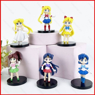 Fash โมเดลฟิกเกอร์ Sailor Moon Tsukino Usagi Ami Rei Makoto Minako ของเล่นสําหรับเด็ก 6 ชิ้น