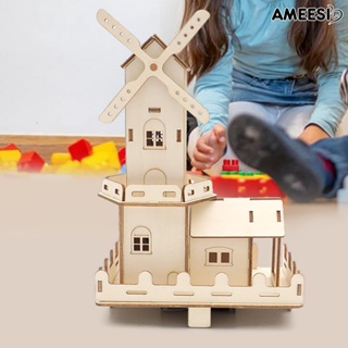 Ameesi ของเล่นกังหันลมไม้ 3D สามมิติ ประกอบง่าย สําหรับโรงเรียน